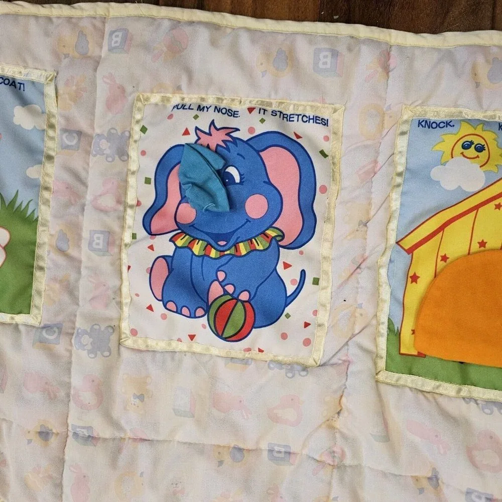 Vintage‎ 80 90s Baby Activity Play Mat Tummy Time Interactive Animals Sensory